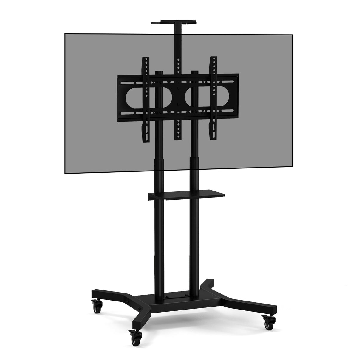Mobile TV Stand Height Adjustable TV Cart with Lockable Wheels