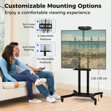 Mobile TV Stand Height Adjustable TV Cart with Lockable Wheels