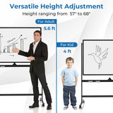 32 x 47 Inch Portable Rolling White Board-Black