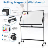 32 x 47 Inch Portable Rolling White Board-Black