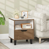 Mid Century Modern Bedside Table Nightstand with Drawer-White