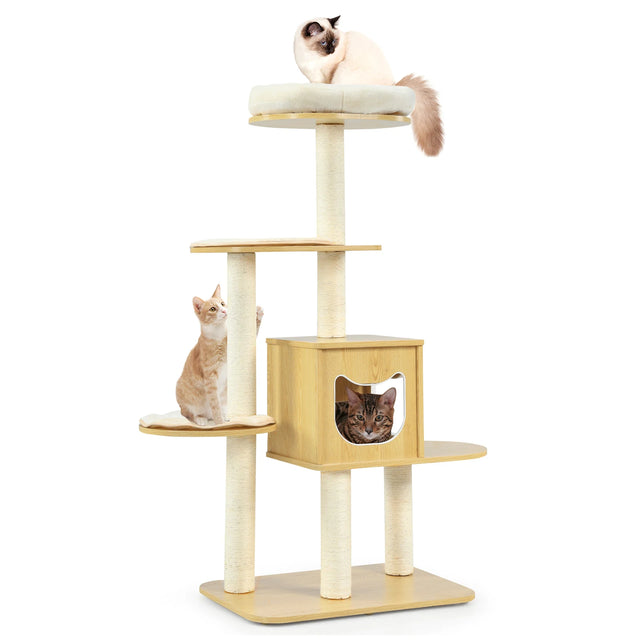 Multi-purpose Cat Tree with Plush Perch for Kittens and Cats