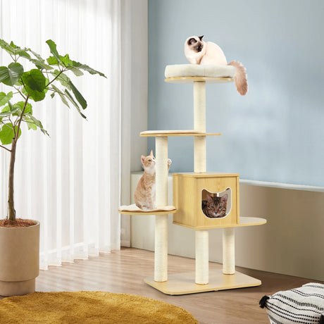 Multi-purpose Cat Tree with Plush Perch for Kittens and Cats