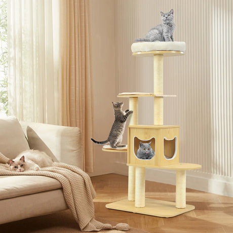 Multi-purpose Cat Tree with Plush Perch for Kittens and Cats