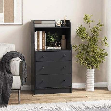 Modern Storage Dresser with Anti-toppling Device-Black