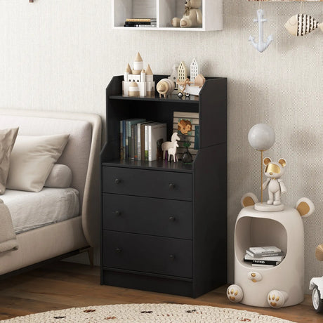 Modern Storage Dresser with Anti-toppling Device-Black