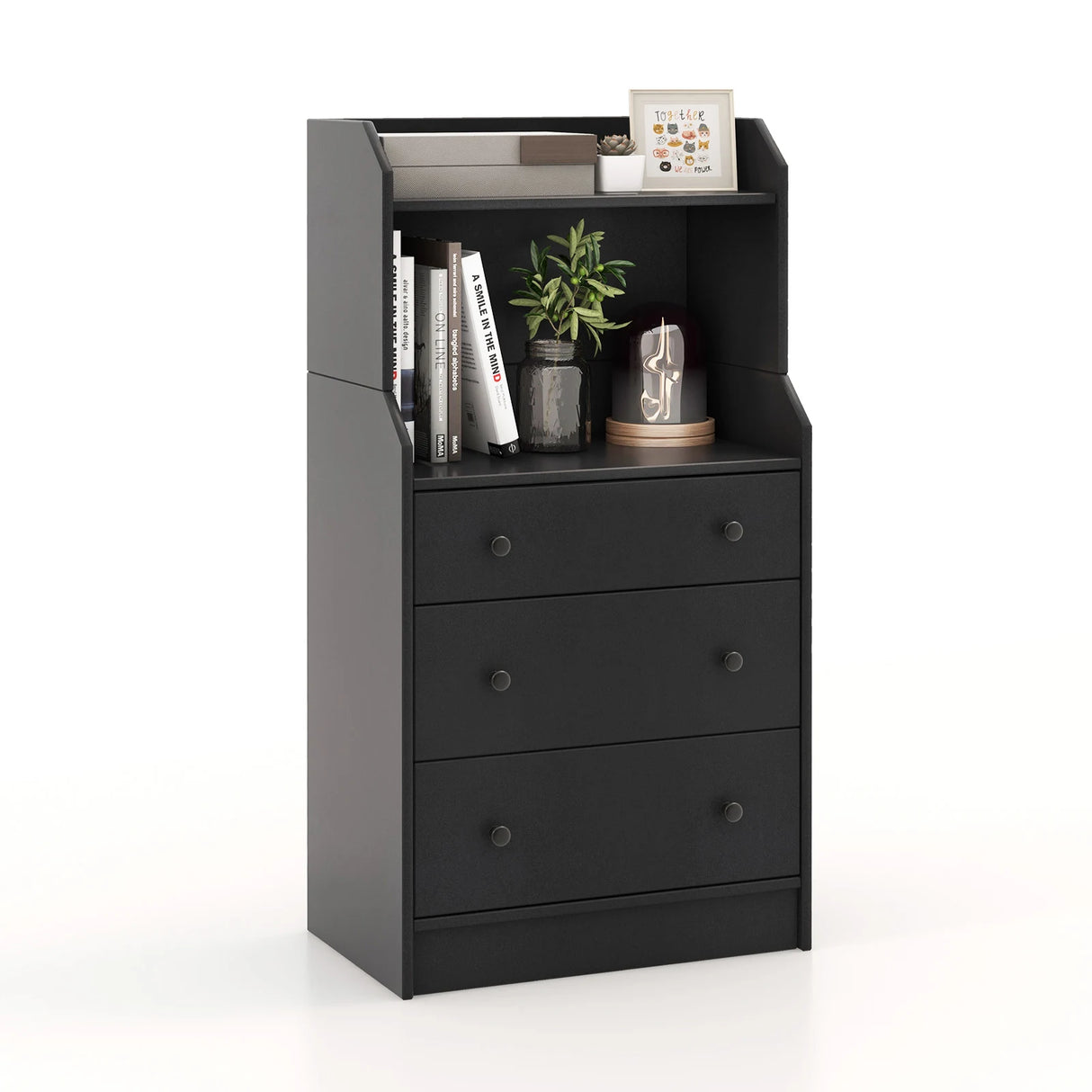 Modern Storage Dresser with Anti-toppling Device-Black