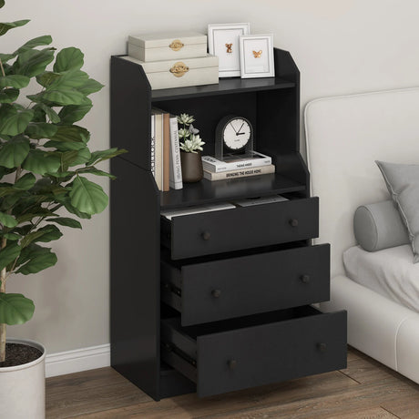 Modern Storage Dresser with Anti-toppling Device-Black