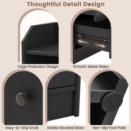 Modern Storage Dresser with Anti-toppling Device-Black