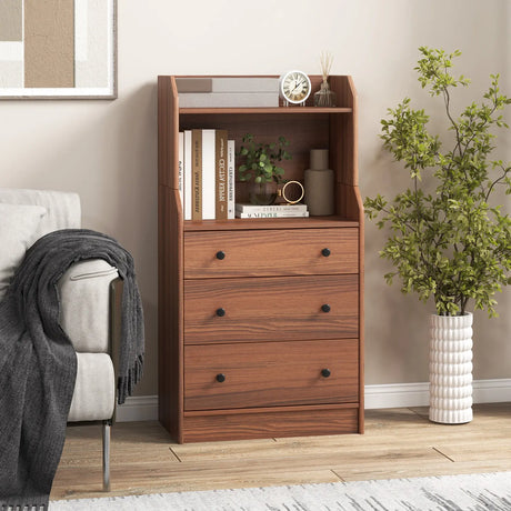 Modern Storage Dresser with Anti-toppling Device-Walnut
