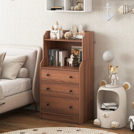 Modern Storage Dresser with Anti-toppling Device-Walnut