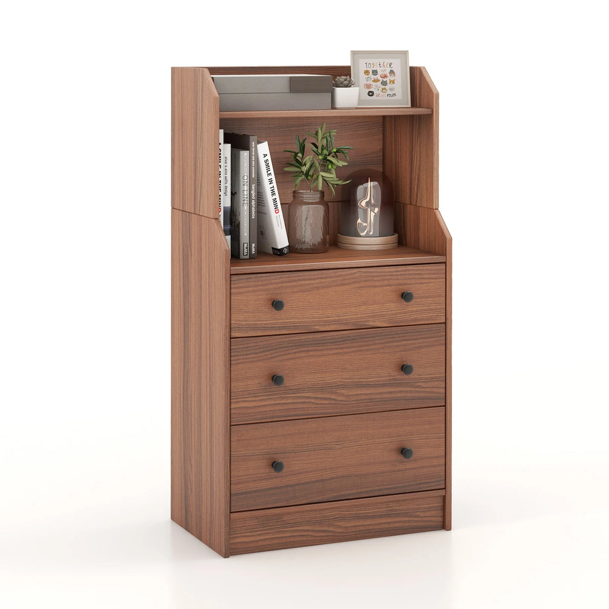Modern Storage Dresser with Anti-toppling Device-Walnut