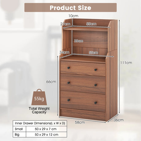 Modern Storage Dresser with Anti-toppling Device-Walnut