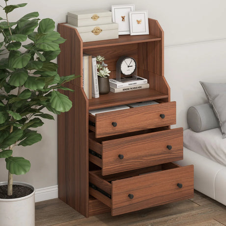 Modern Storage Dresser with Anti-toppling Device-Walnut