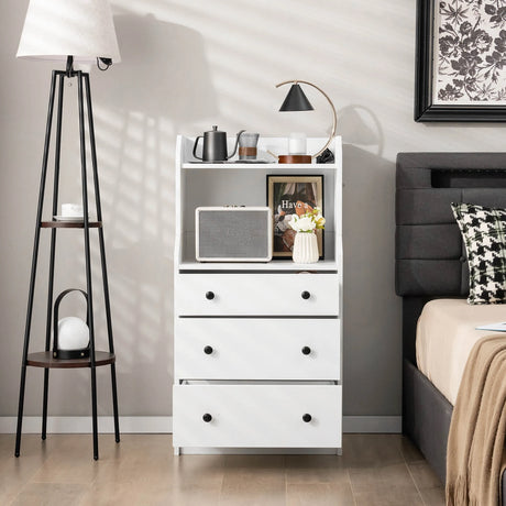 Modern Storage Dresser with Anti-toppling Device-White