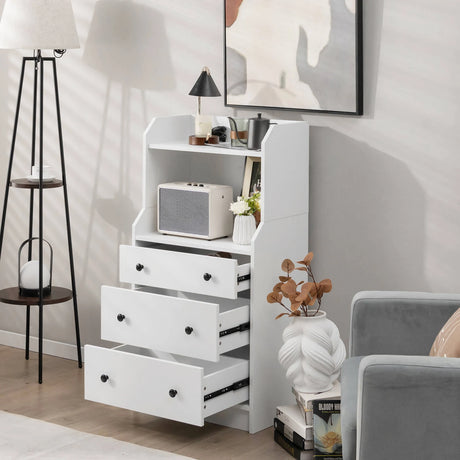 Modern Storage Dresser with Anti-toppling Device-White