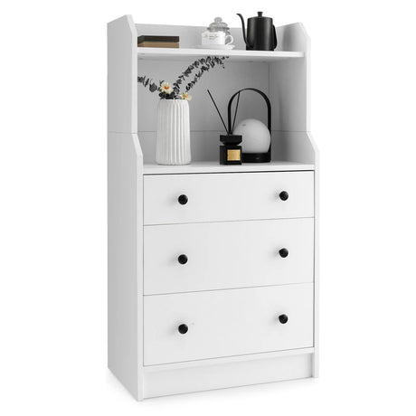 Modern Storage Dresser with Anti-toppling Device-White