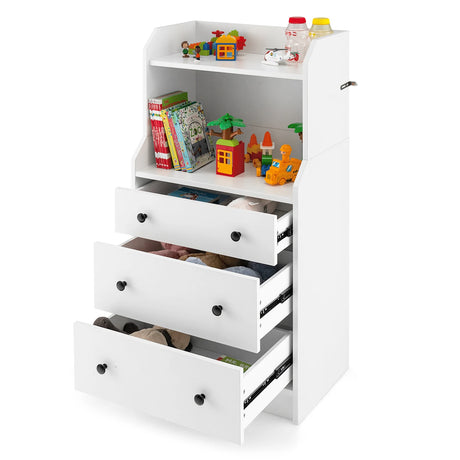 Modern Storage Dresser with Anti-toppling Device-White