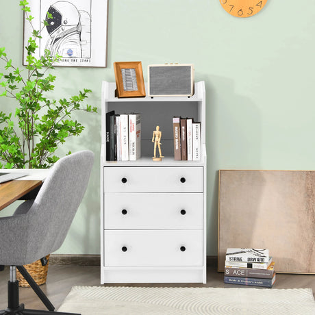 Modern Storage Dresser with Anti-toppling Device-White