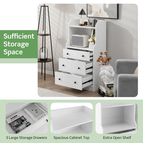 Modern Storage Dresser with Anti-toppling Device-White