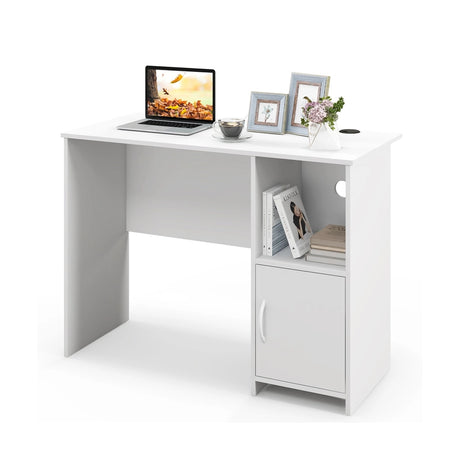 Modern Computer Desk with Cabinet-White