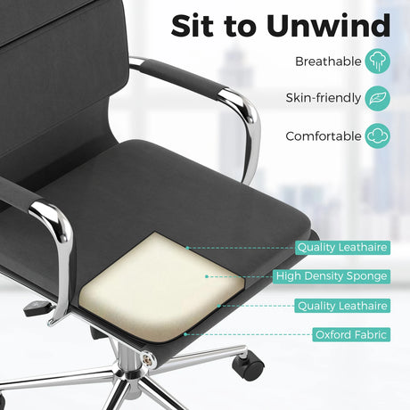 Modern Leatharire Conference Chair with Rocking Backrest-Grey