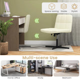 PU Leather Upholstered Cross-legged Office Chair with Oversized U-shaped Seat for Home Office Make Up-Beige