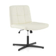 PU Leather Upholstered Cross-legged Office Chair with Oversized U-shaped Seat for Home Office Make Up-Beige