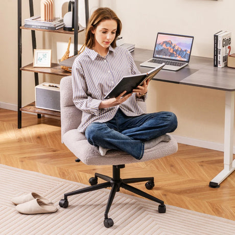 Modern Cross Legged Swivel Task Chair with Wheels-Grey