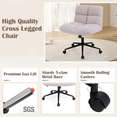 Modern Cross Legged Swivel Task Chair with Wheels-Grey