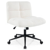 Cross Legged Chair with Wheels with Padded Seat Adjustable Height for Bedroom Study-Beige