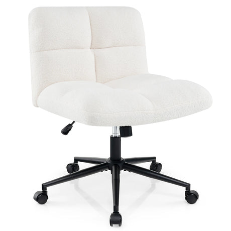 Cross Legged Chair with Wheels with Padded Seat Adjustable Height for Bedroom Study-Beige