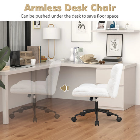 Cross Legged Chair with Wheels with Padded Seat Adjustable Height for Bedroom Study-Beige