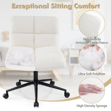 Cross Legged Chair with Wheels with Padded Seat Adjustable Height for Bedroom Study-Beige