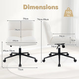 Cross Legged Chair with Wheels with Padded Seat Adjustable Height for Bedroom Study-Beige