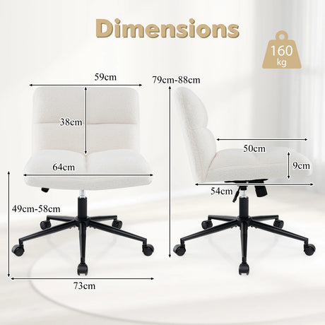 Cross Legged Chair with Wheels with Padded Seat Adjustable Height for Bedroom Study-Beige