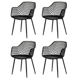 Set of 4 Heavy Duty Modern Dining Chair with Airy Hollow Backrest-Black
