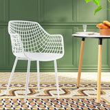 Set of 4 Heavy Duty Modern Dining Chair with Airy Hollow Backrest-White