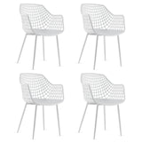 Set of 4 Heavy Duty Modern Dining Chair with Airy Hollow Backrest-White