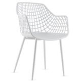 Set of 4 Heavy Duty Modern Dining Chair with Airy Hollow Backrest-White