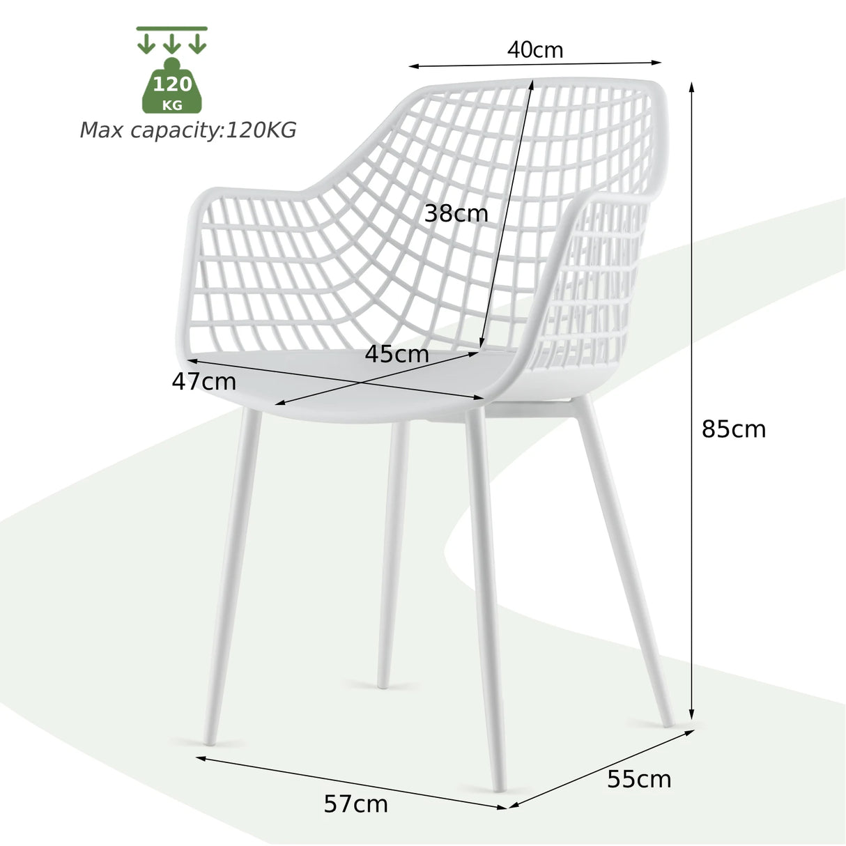 Set of 4 Heavy Duty Modern Dining Chair with Airy Hollow Backrest-White