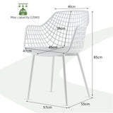 Set of 4 Heavy Duty Modern Dining Chair with Airy Hollow Backrest-White