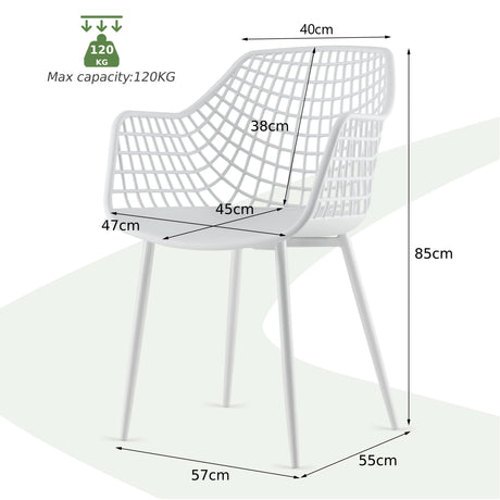 Set of 4 Heavy Duty Modern Dining Chair with Airy Hollow Backrest-White