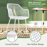 Set of 4 Heavy Duty Modern Dining Chair with Airy Hollow Backrest-White