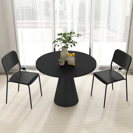 Modern Dining Chairs Set of 4 with Tilted Backrest and Sturdy Metal Legs-Black