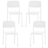Modern Dining Chairs Set of 4 with Tilted Backrest and Sturdy Metal Legs-White