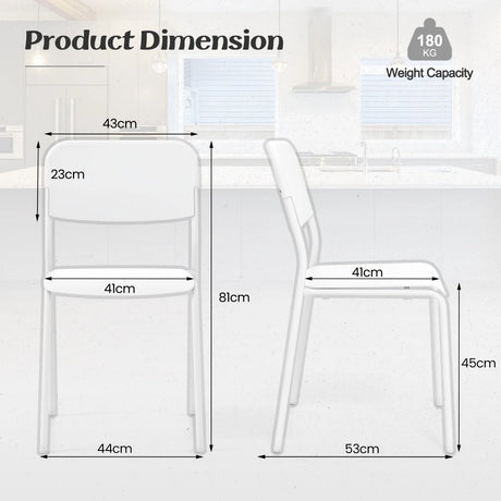 Modern Dining Chairs Set of 4 with Tilted Backrest and Sturdy Metal Legs-White