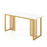 Modern Dining Table for 6-8 People with Faux Marble Tabletop-White