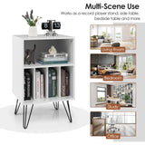 Record Player Stand with 5 Open Compartments for Living Room &amp; Bedroom-White