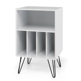 Record Player Stand with 5 Open Compartments for Living Room &amp; Bedroom-White